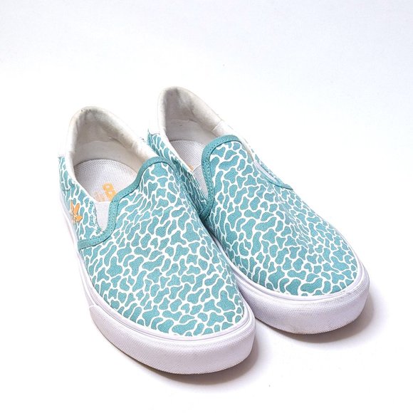 adidas Other - ADIDAS Court Rallye Slip-On White Aqua Teal Statement Print Shoes Men's Size 7.5